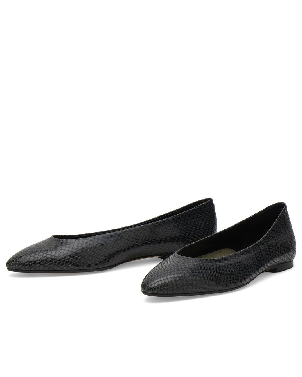 Aeyde Black Ellie Snake Print Almond Toe Flats