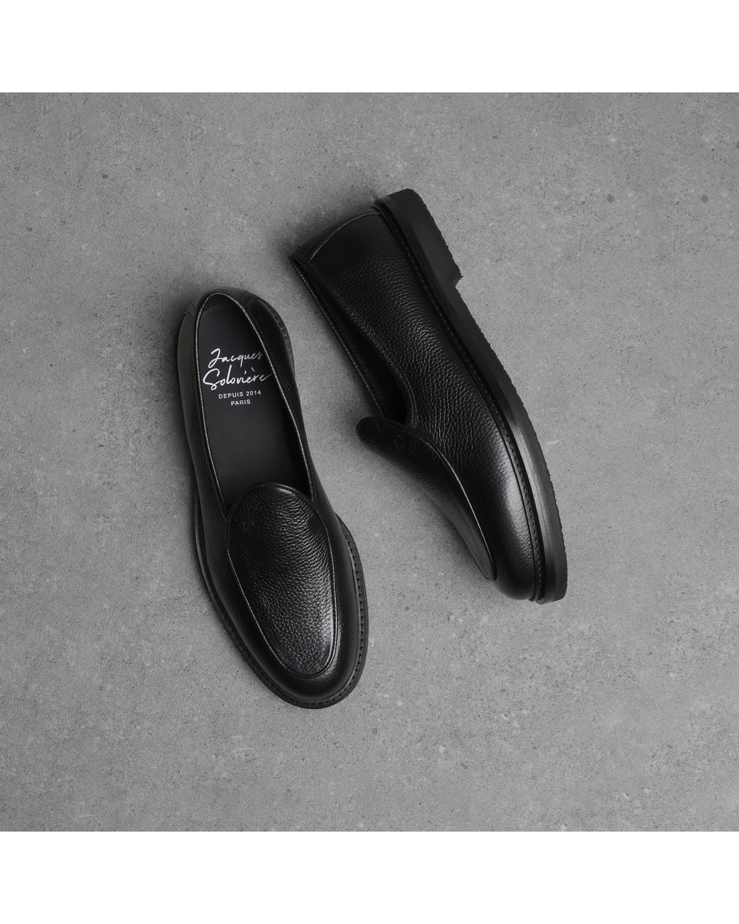 Jacques Soloviere Black Alexis Grain Loafer for men