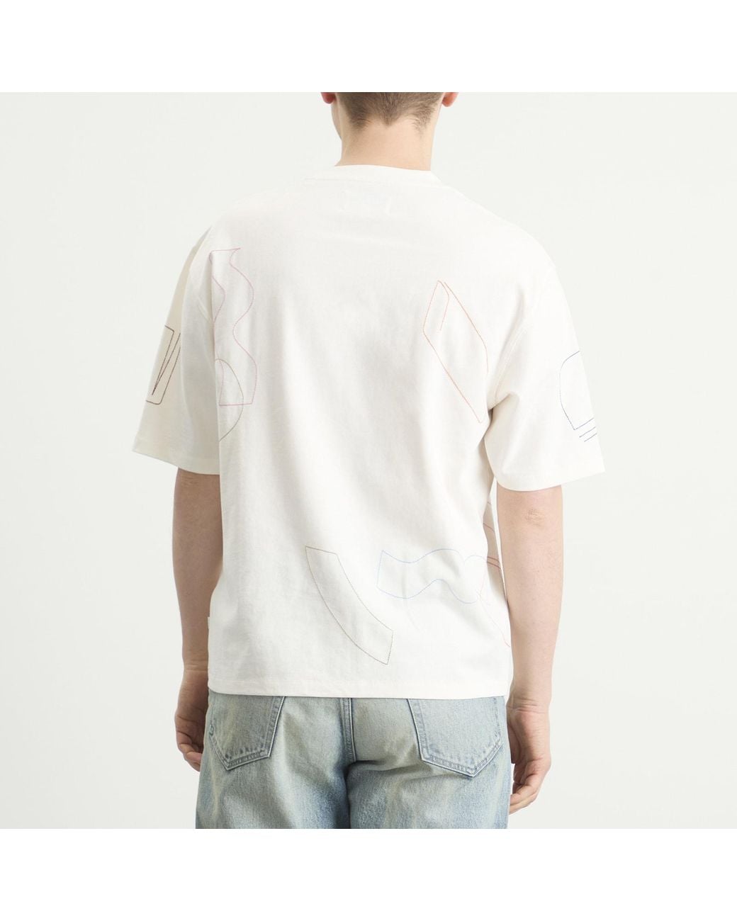 Wax London White Milton Shapes Embroidery T-Shirt for men