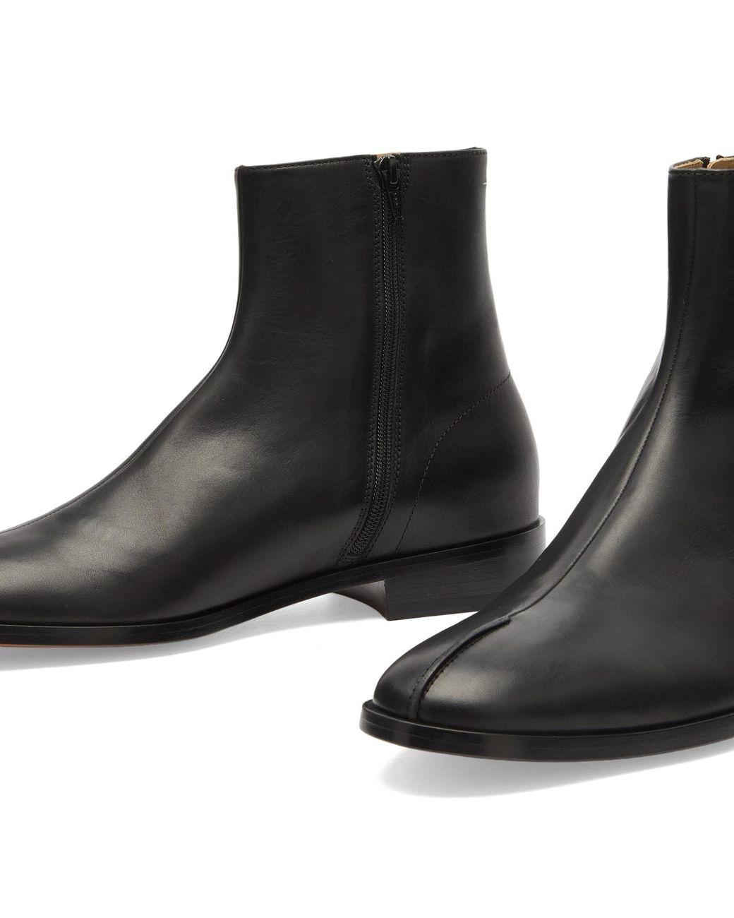Maison Margiela Mm6 Seam Stitch Leather Ankle Boot in Black for Men ...