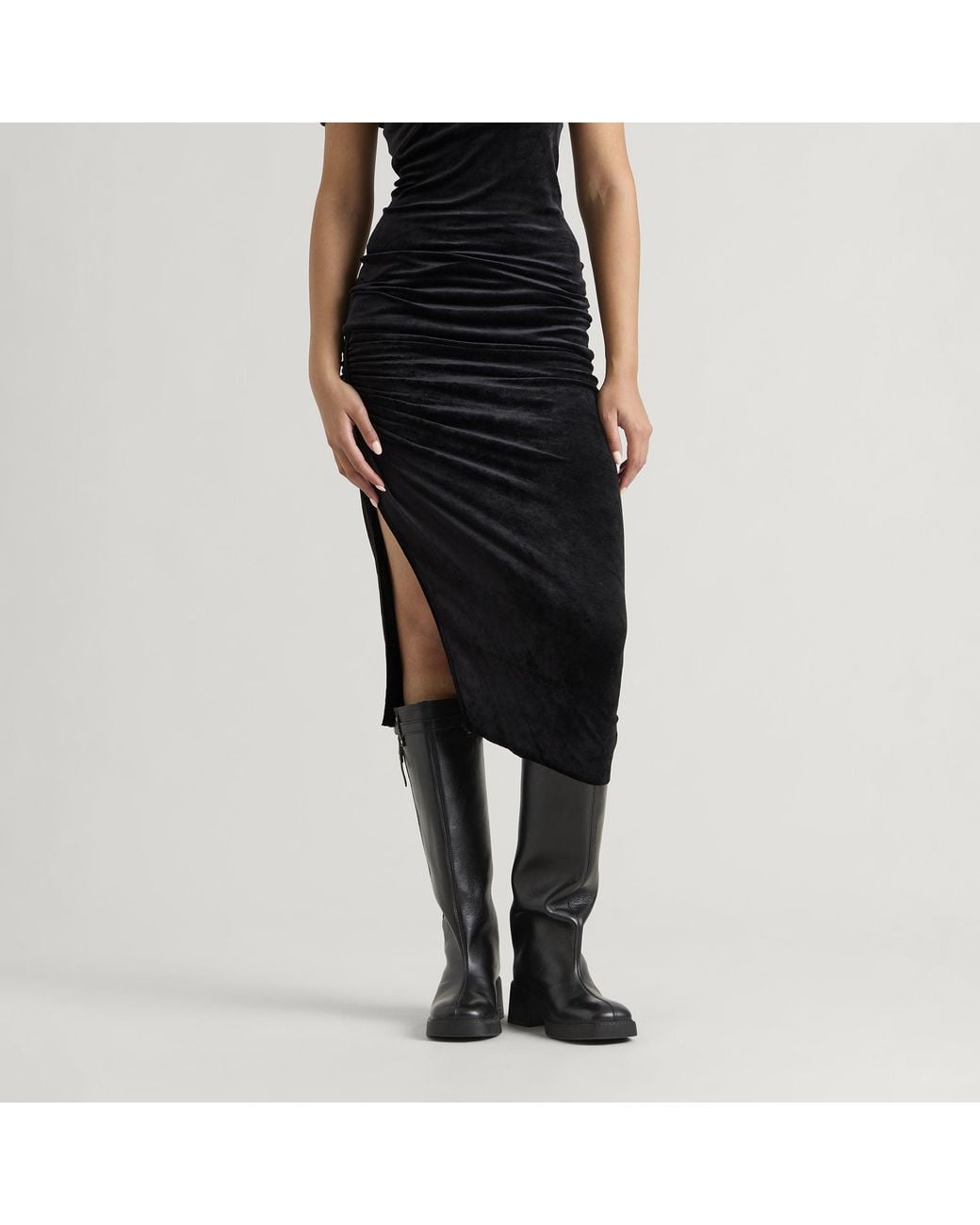 Rick Owens Black Lilies Knee Edfu Velvet Skirt