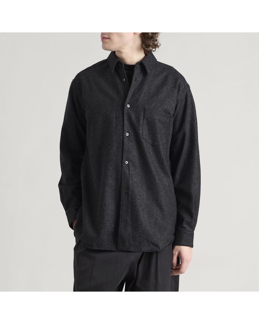 Comme des Garçons Black Wool Nylon Flannel Shirt for men