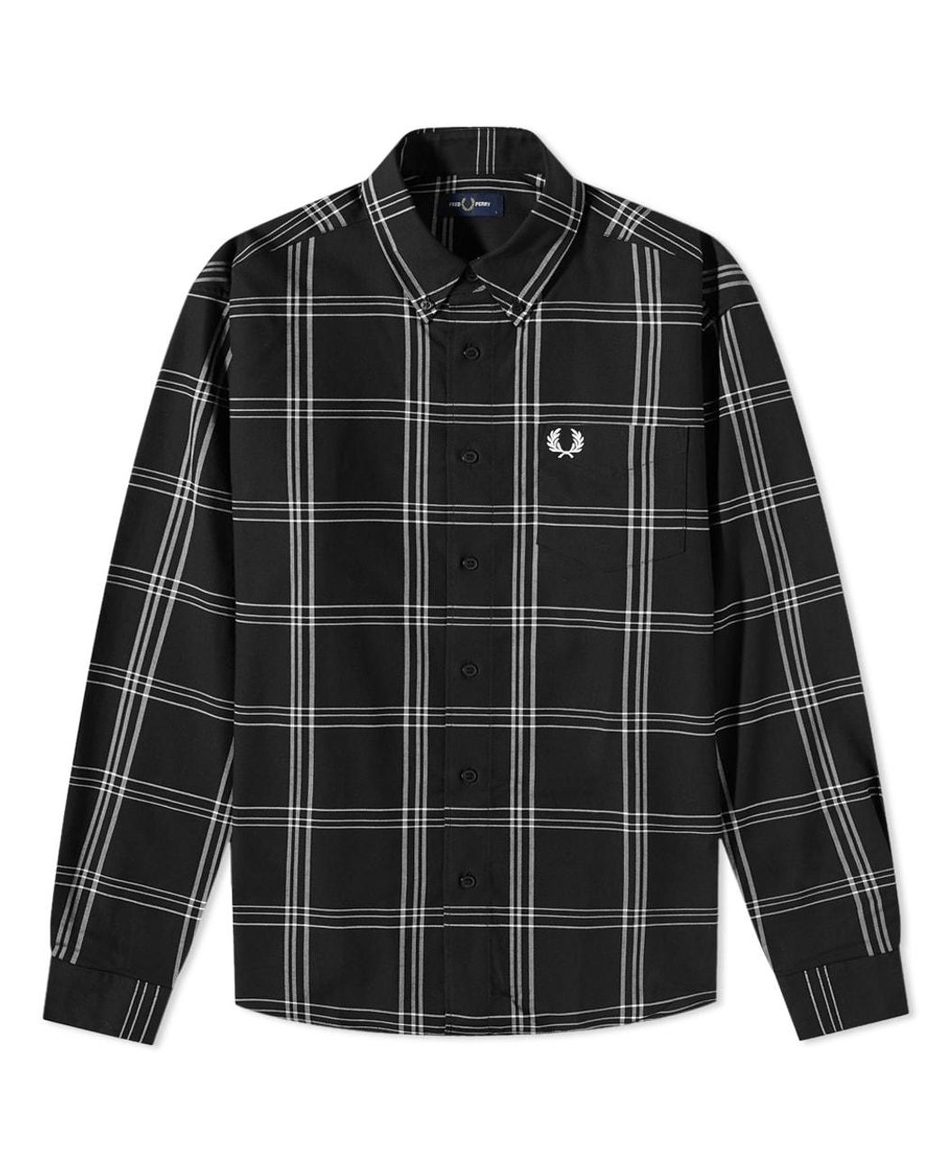 Fred Perry Twill Check Shirt in Black for Men | Lyst