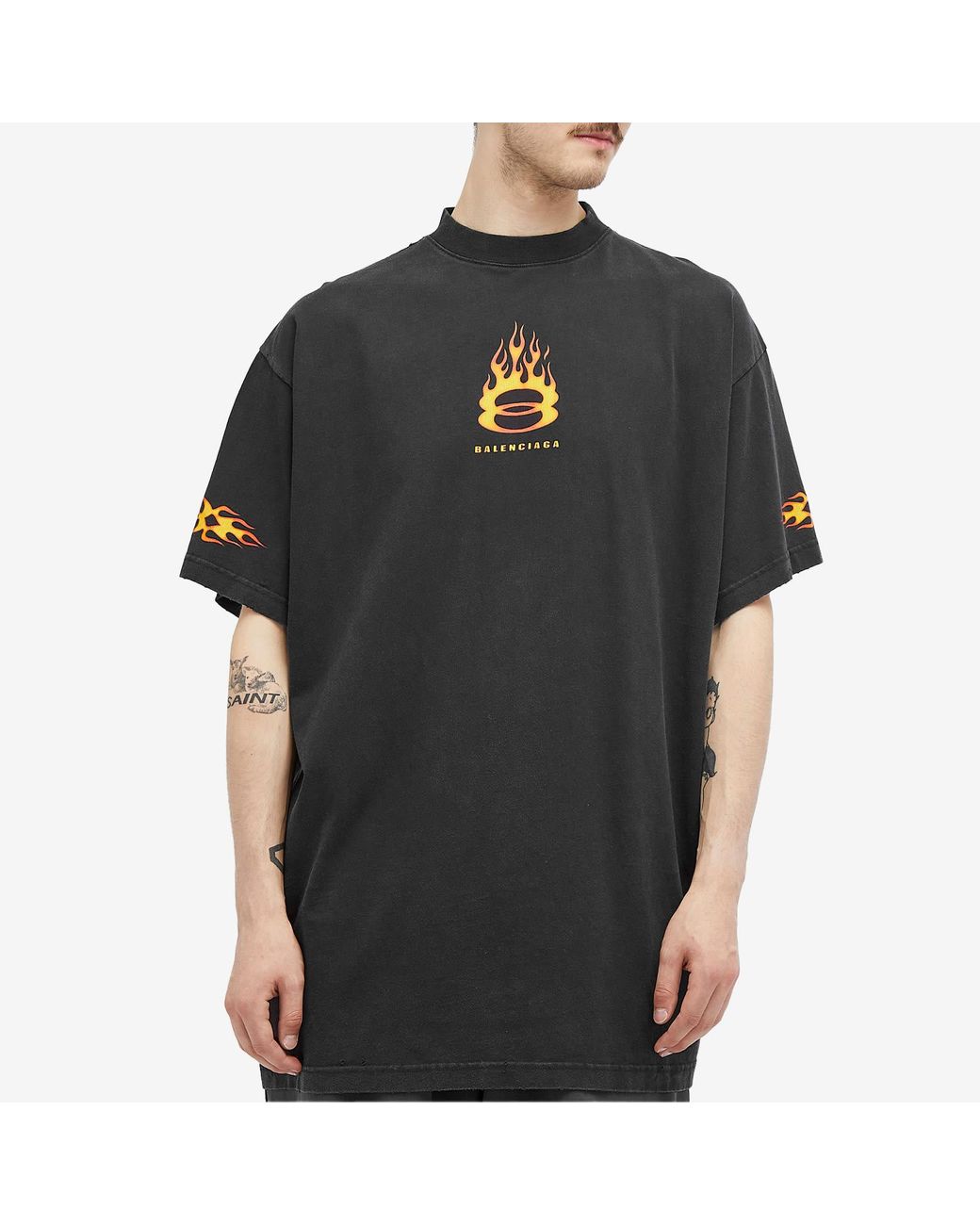 【送料関税込】Balenciaga Flame Short Sleeve T Shirt Balenciaga Flame Short Sleeve T Shirt in Black for Men | Lyst