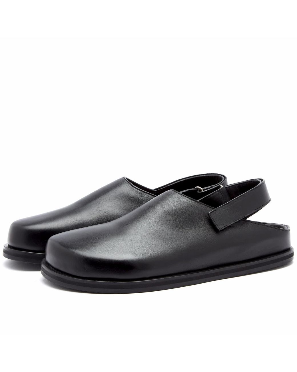 Studio Nicholson Hardning Tumbled Leather Clog in Black for