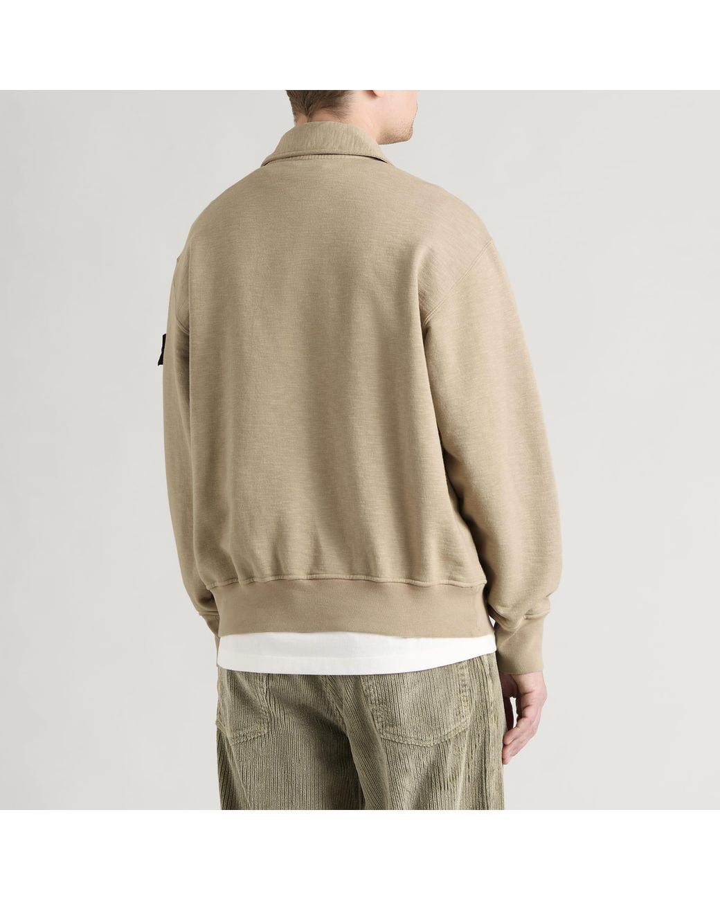 Stone Island Natural Tubular Cotton Garment Dyed Polo Sweatshirt for men