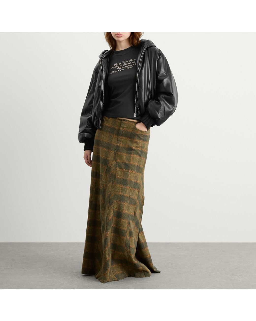 Acne Black Offy Grainy Faux Leather Hooded Coat