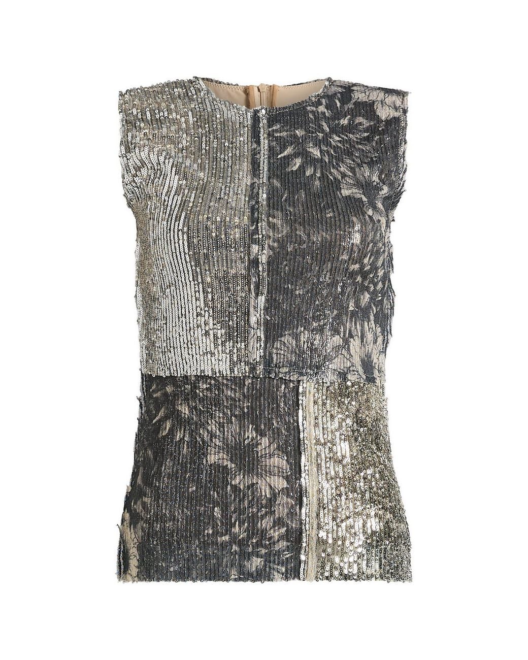 Maison Margiela Gray Patchwork Sequin Top