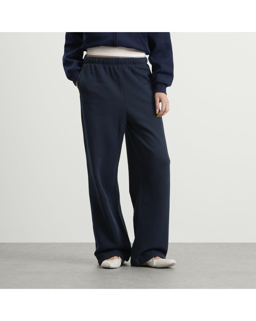 Skims Blue Cotton Fleece Classic Straight Leg Pant