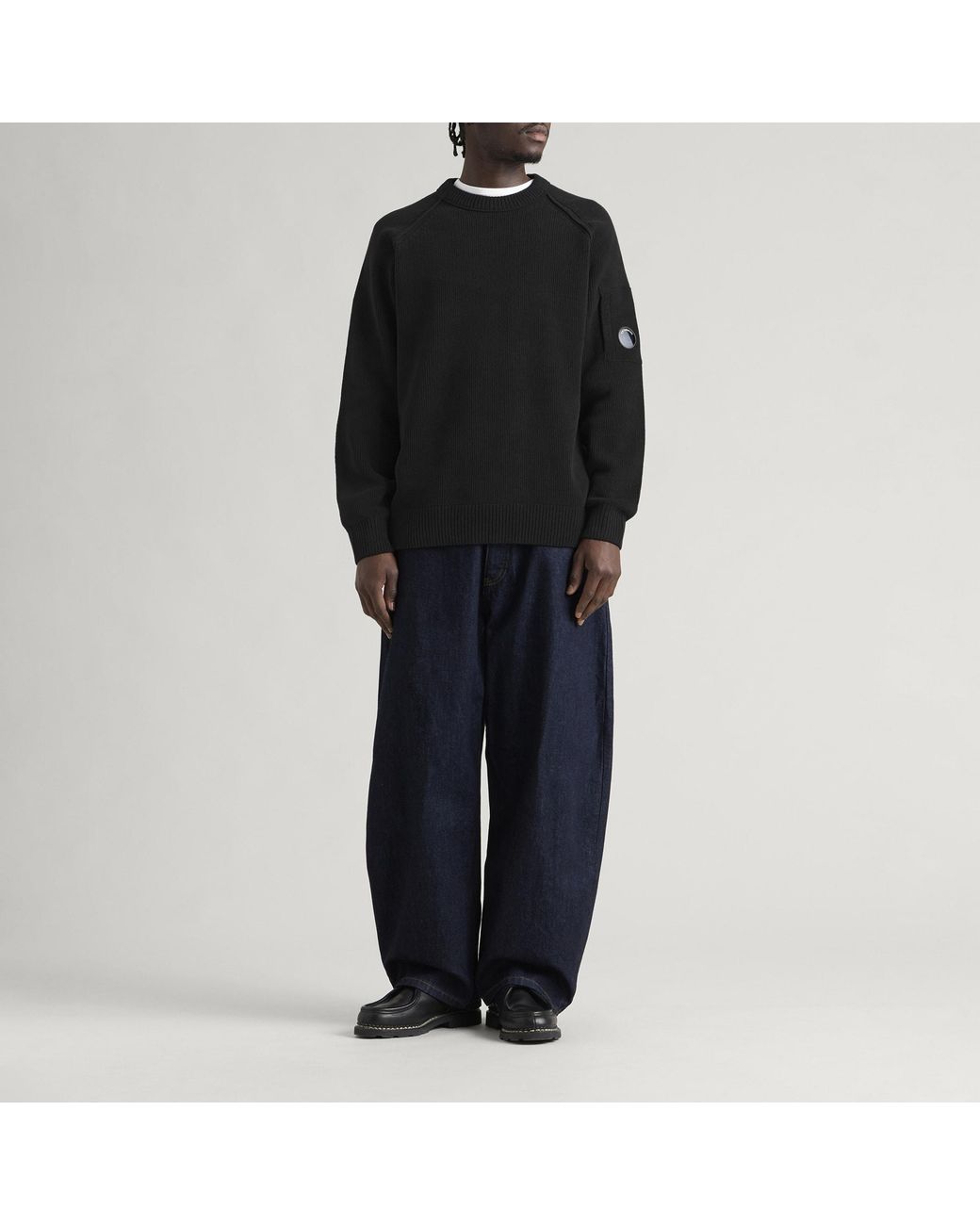 C P Company Black Chenille Knit Lens Jumper for men