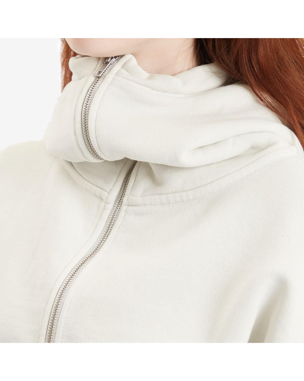 Entire studios White Cropped Full Zip Hoodie