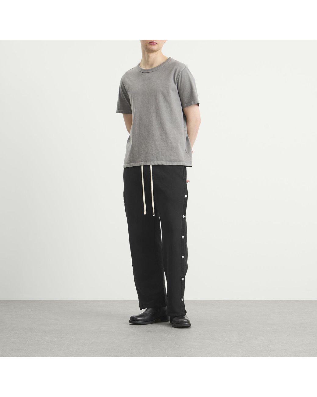 Les Tien Black Heavyweight Classic Snap Pant for men