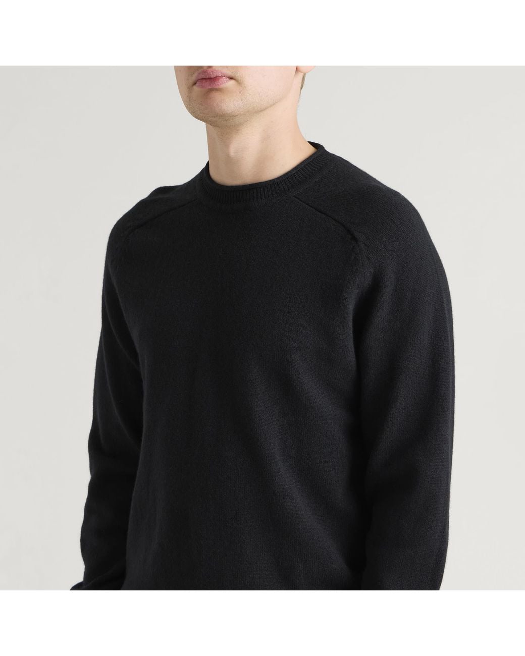 Pittari Black Usk Lambswool Roll Collar Jumper for men
