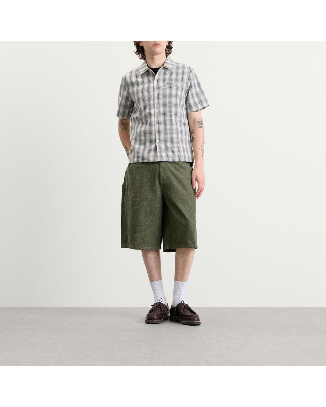 Dime Gray Plaid Short Sleeve Shirt for men