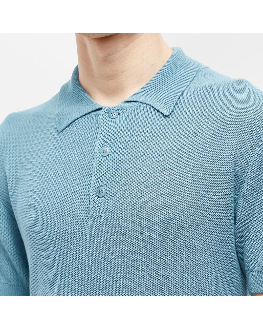 A.P.C. Fred Knit Polo Shirt in Blue for Men | Lyst