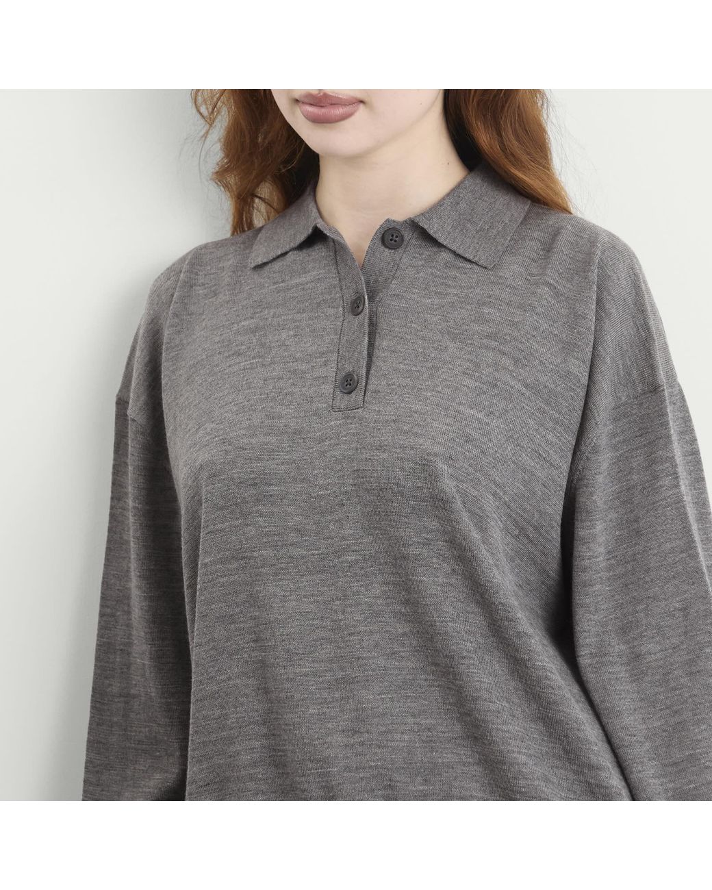 Anine Bing Gray Lee Polo Sweater