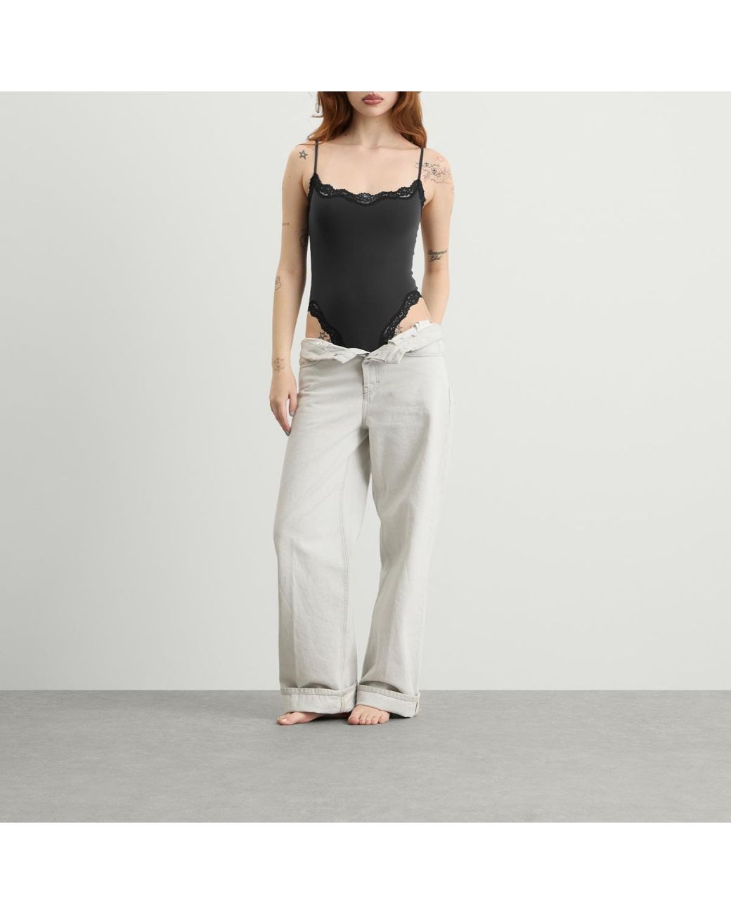 Skims Black Fits Everybody Lace Cami Bodysuit