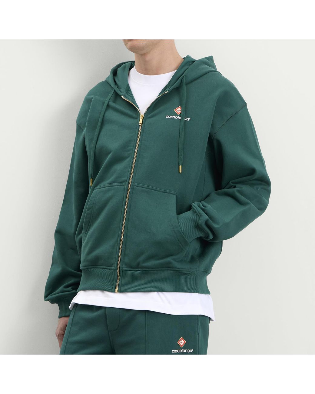 Casablanca Green Sport Zip Up Hoodie for men