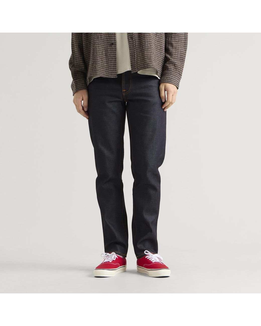 Nudie Jeans Blue Solid Ollie Straight Leg Selvedge Denim Jeans for men