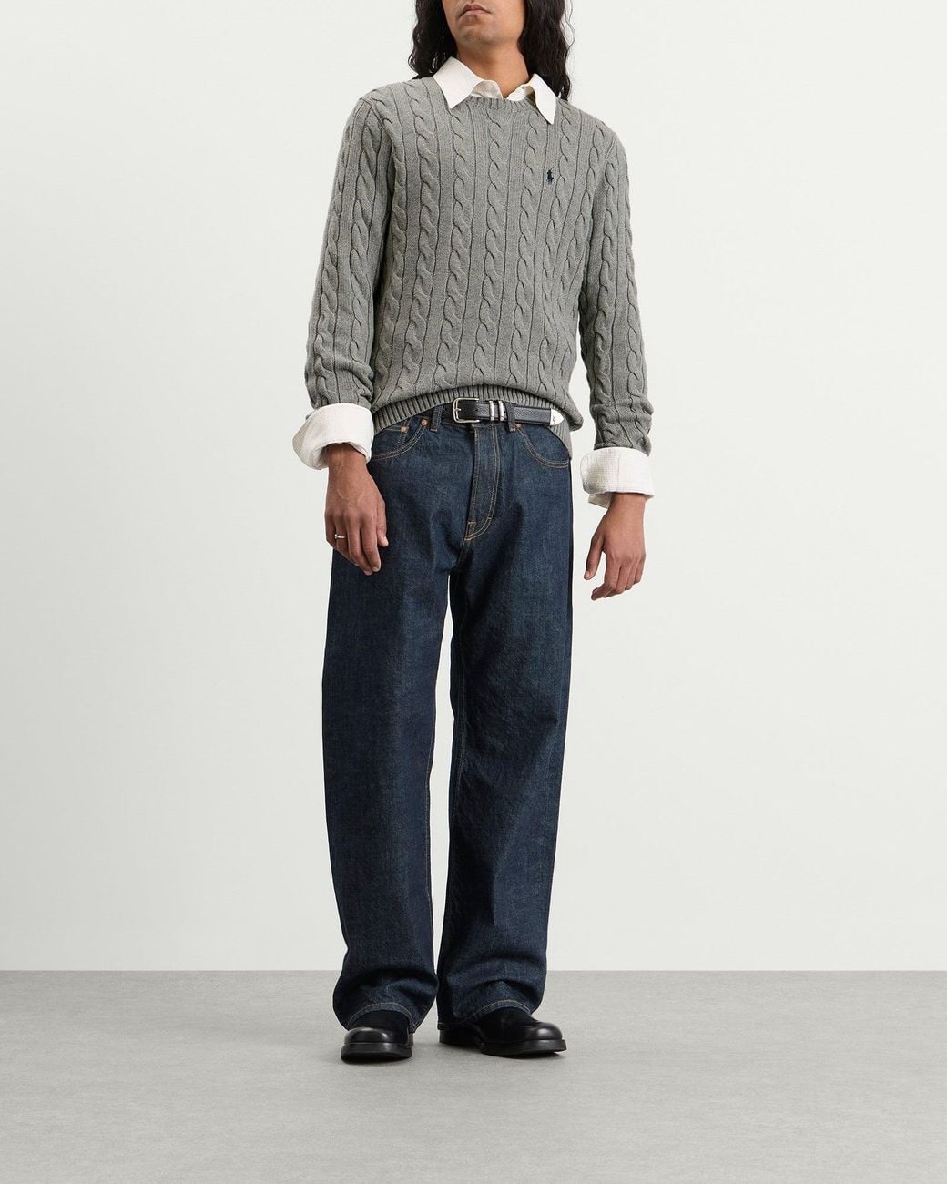 Knited Rope End Polo Ralph Lauren Cable Knit Jumper in Gray for Men | Lyst