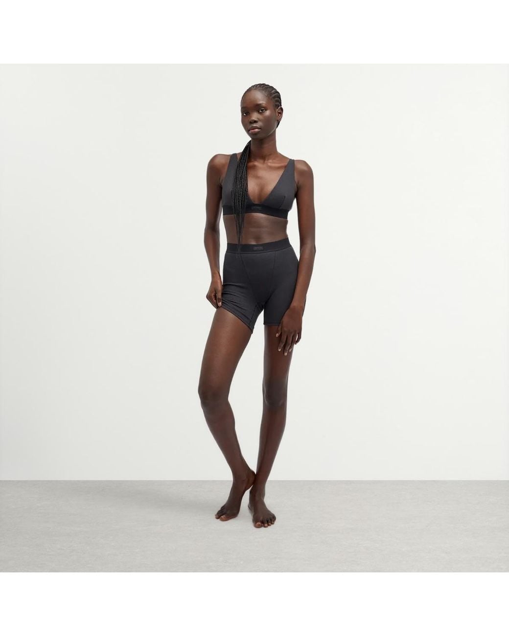 Skims Gray Cotton Rib Boxer