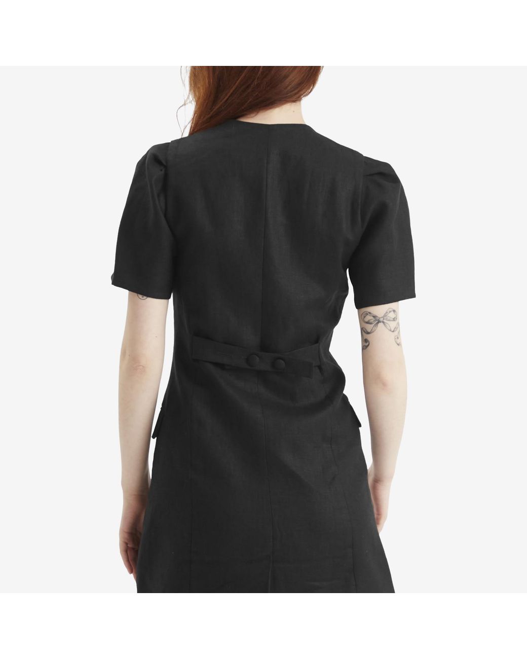 Faithfull the Brand Emma Linen Mini Dress in Black | Lyst