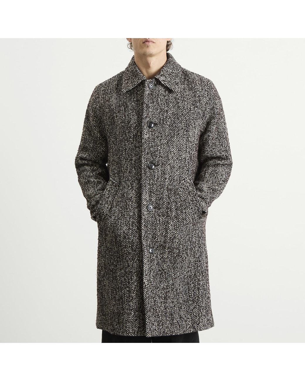 NN07 Gray Franco Wool Overcoat for men