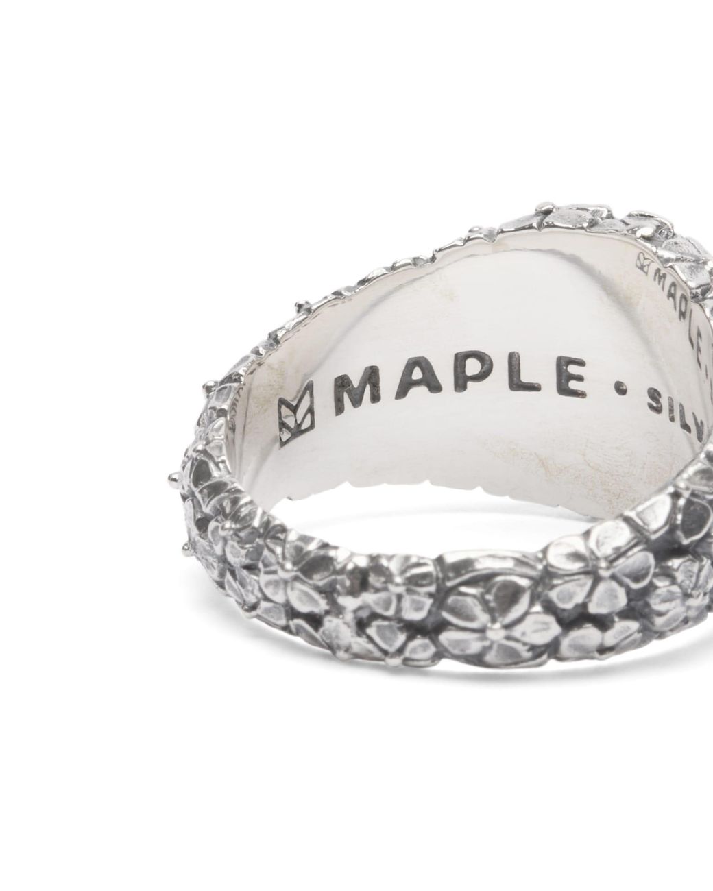 Maple White Floral Oval Signet Ring for men