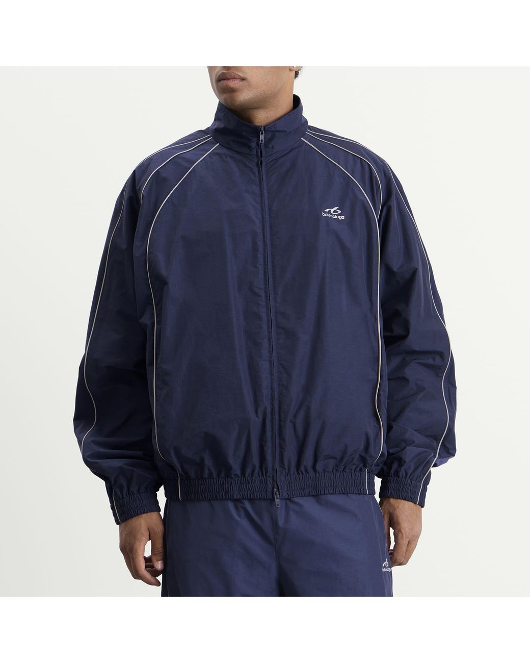 Balenciaga Blue Techno Cotton Tracksuit Top for men