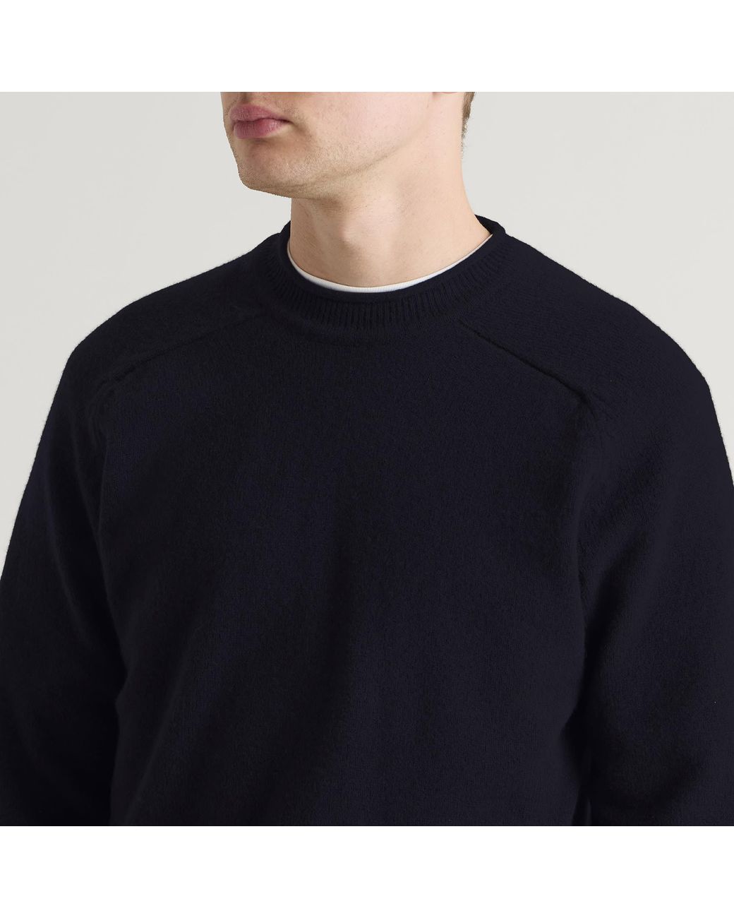 Pittari Blue Usk Lambswool Roll Collar Jumper for men