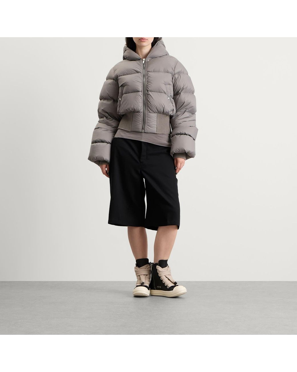 Rick Owens Gray Cinched Padded Jacket