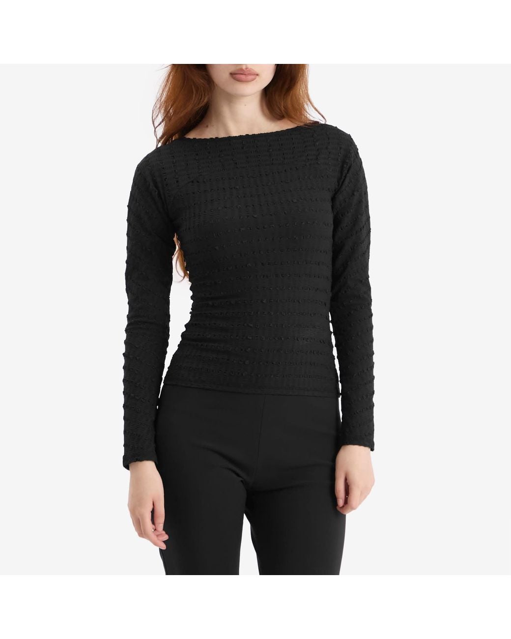 Peachy Den Black Cindy Long Sleeve Top
