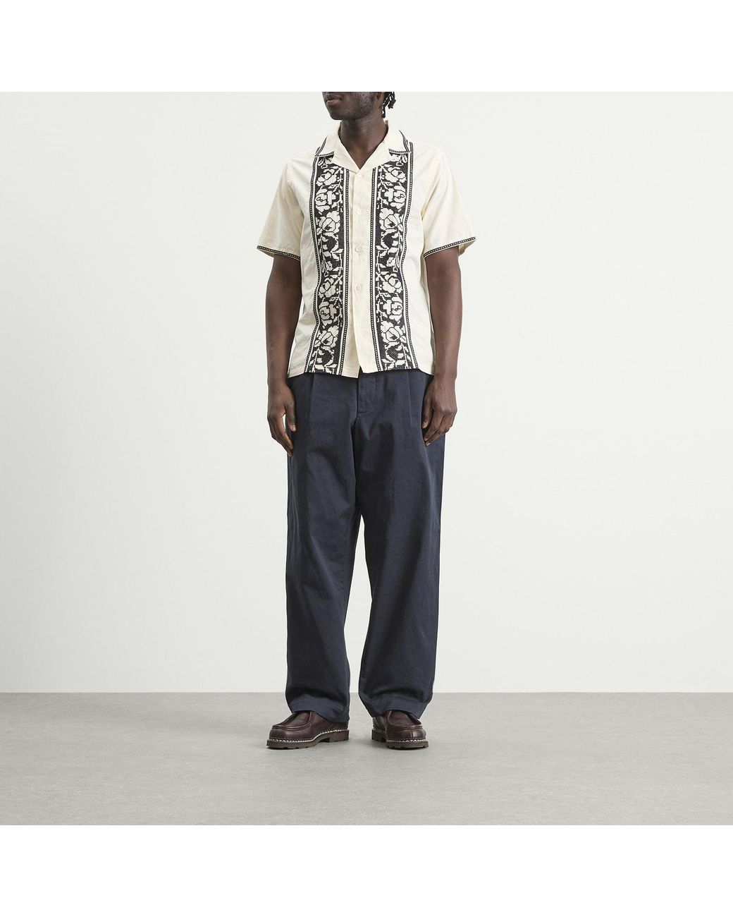 Portuguese Flannel Natural Cross Stitch Vacation Shirt for men