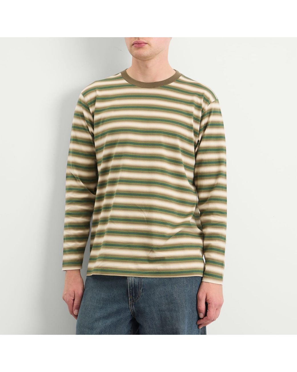 AURALEE Gradient Stripe Jersey L/S T-Shirt in Green for Men | Lyst