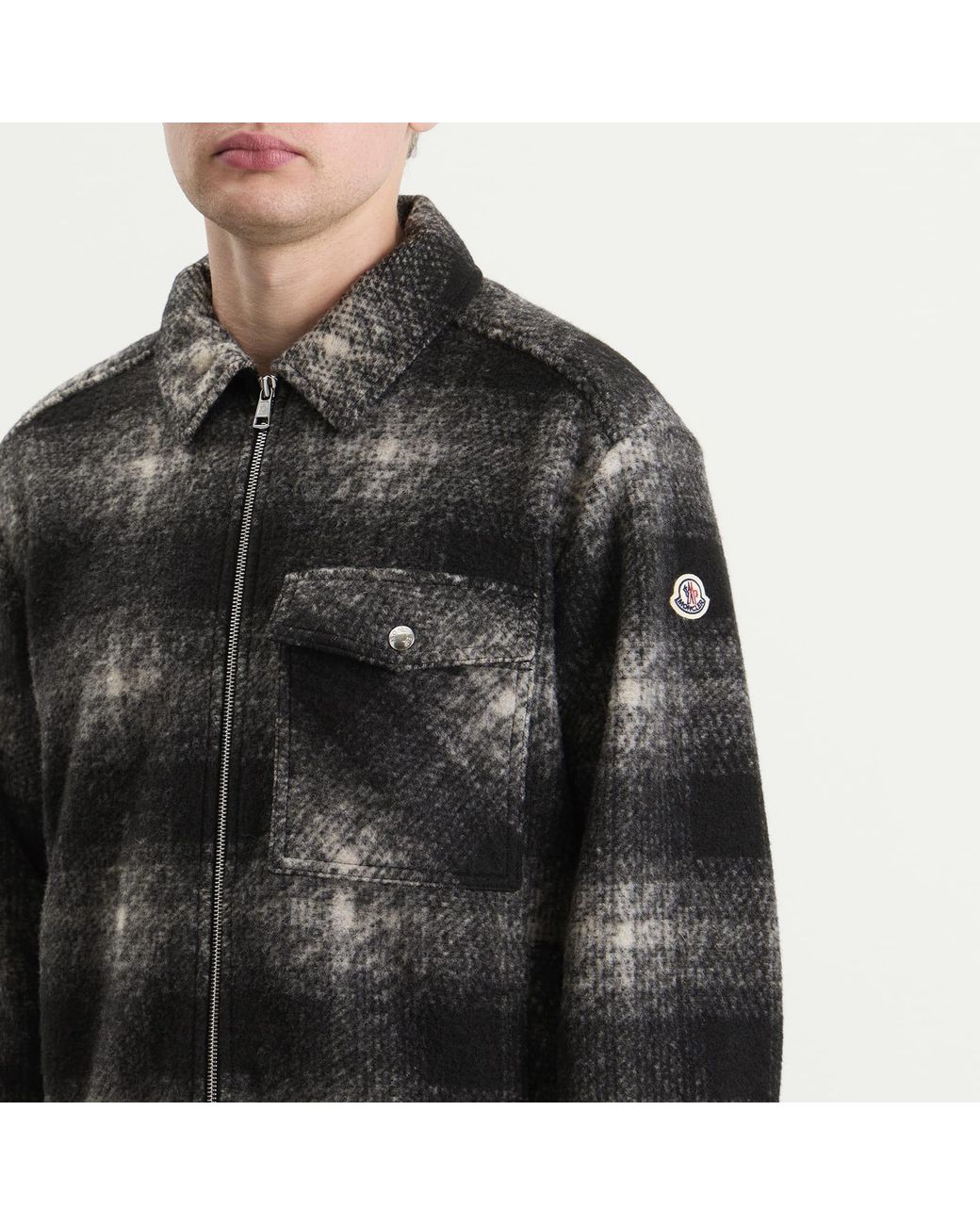 Moncler Black Check Shirt Jacket for men