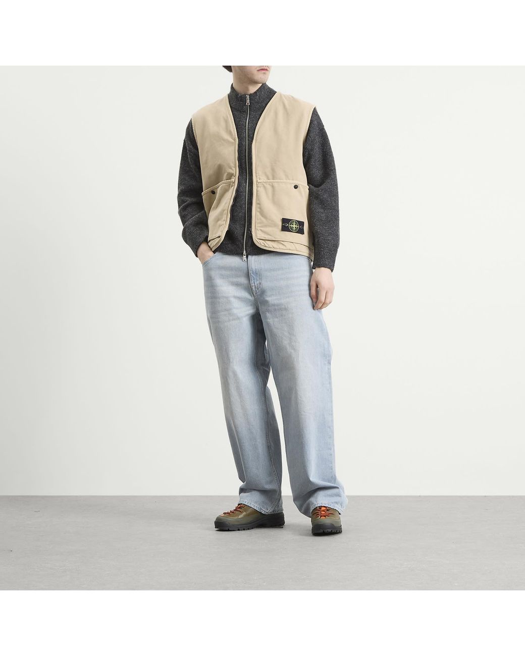Stone Island Natural Panama Cotton Old Effect Primaloft Vest for men