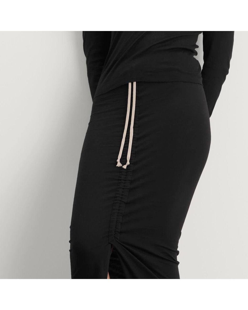 Rick Owens Soft Edfu Midi Skirt in Black | Lyst