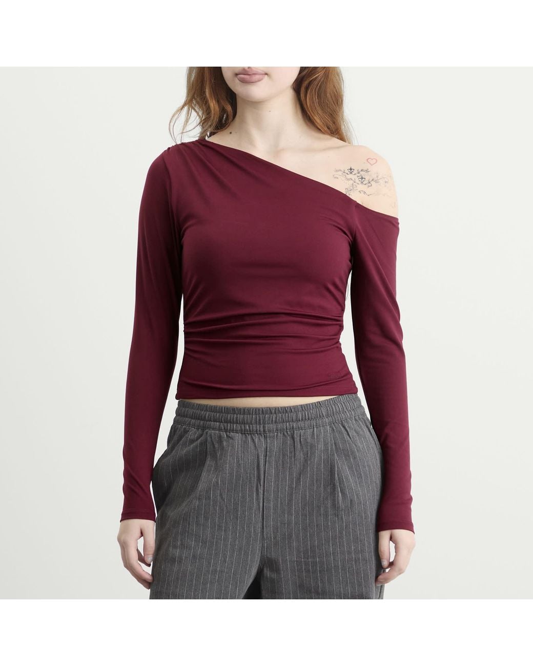 Tala Purple 365 Cupro Gathered Long Sleeve Top