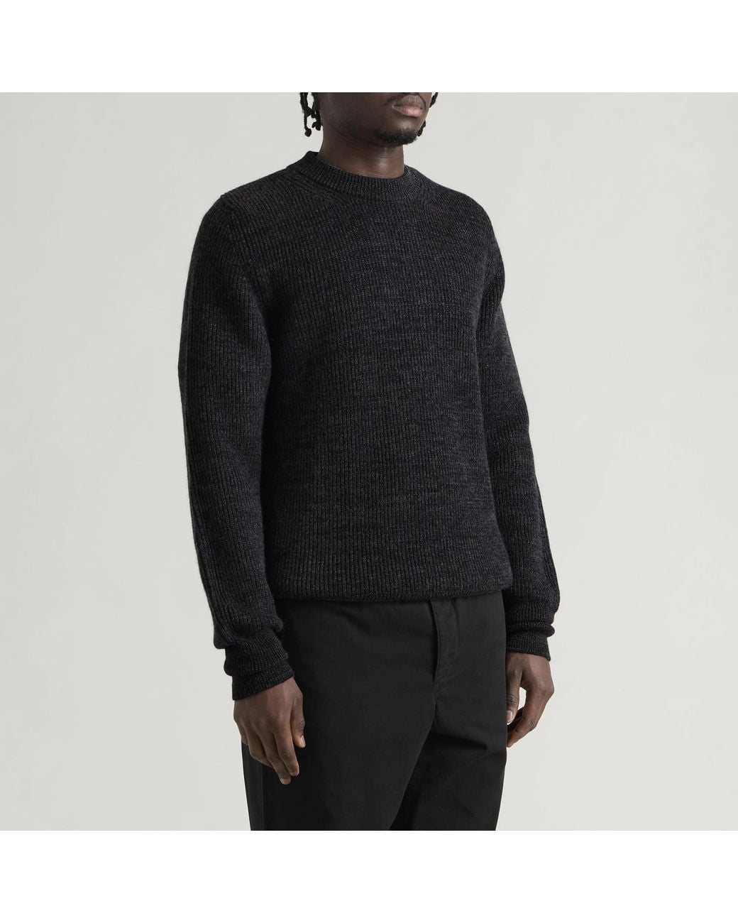 Norse Projects Black Henning Cotton Wool Rib Sweater for men