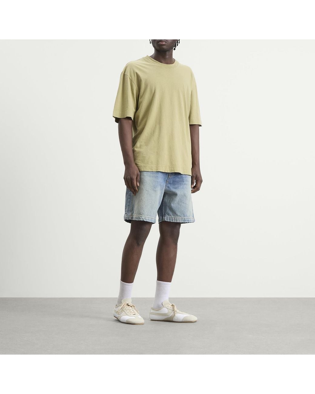 Rhude Blue Boxy Traxedo Denim Shorts for men