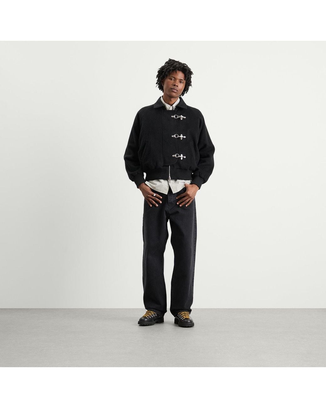 Ronning Black Fireman Clasp Jacket for men
