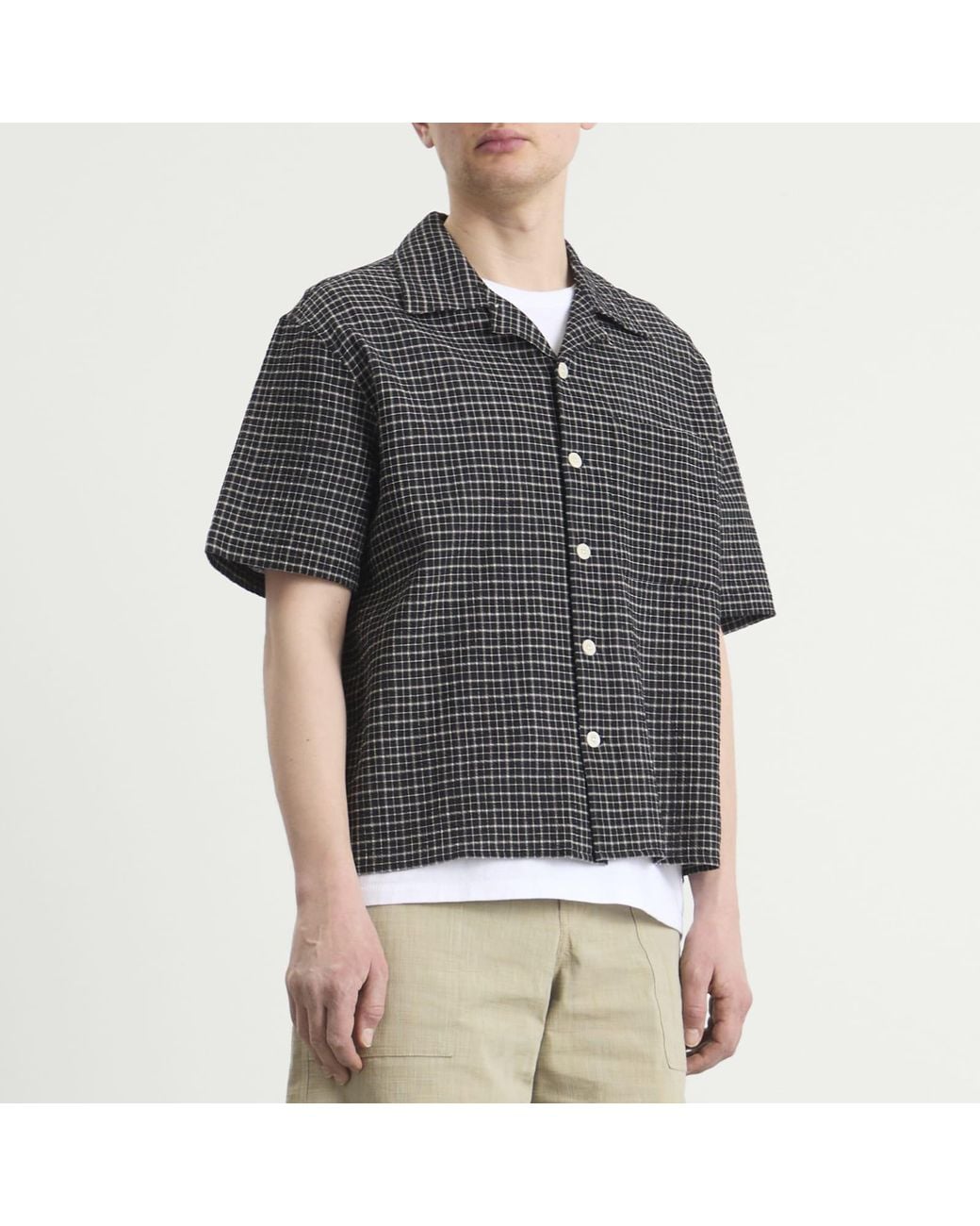 Cafe Mountain Black Loose Check Vacation Shirt for men
