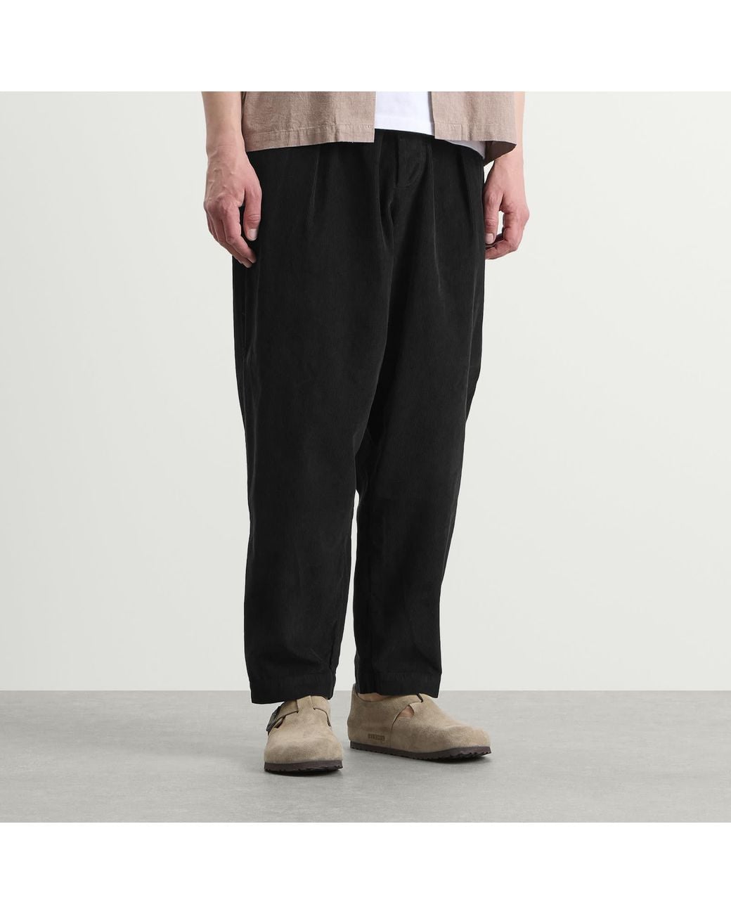 Universal Works Gray Cat Cord Pleated Track Pant for men
