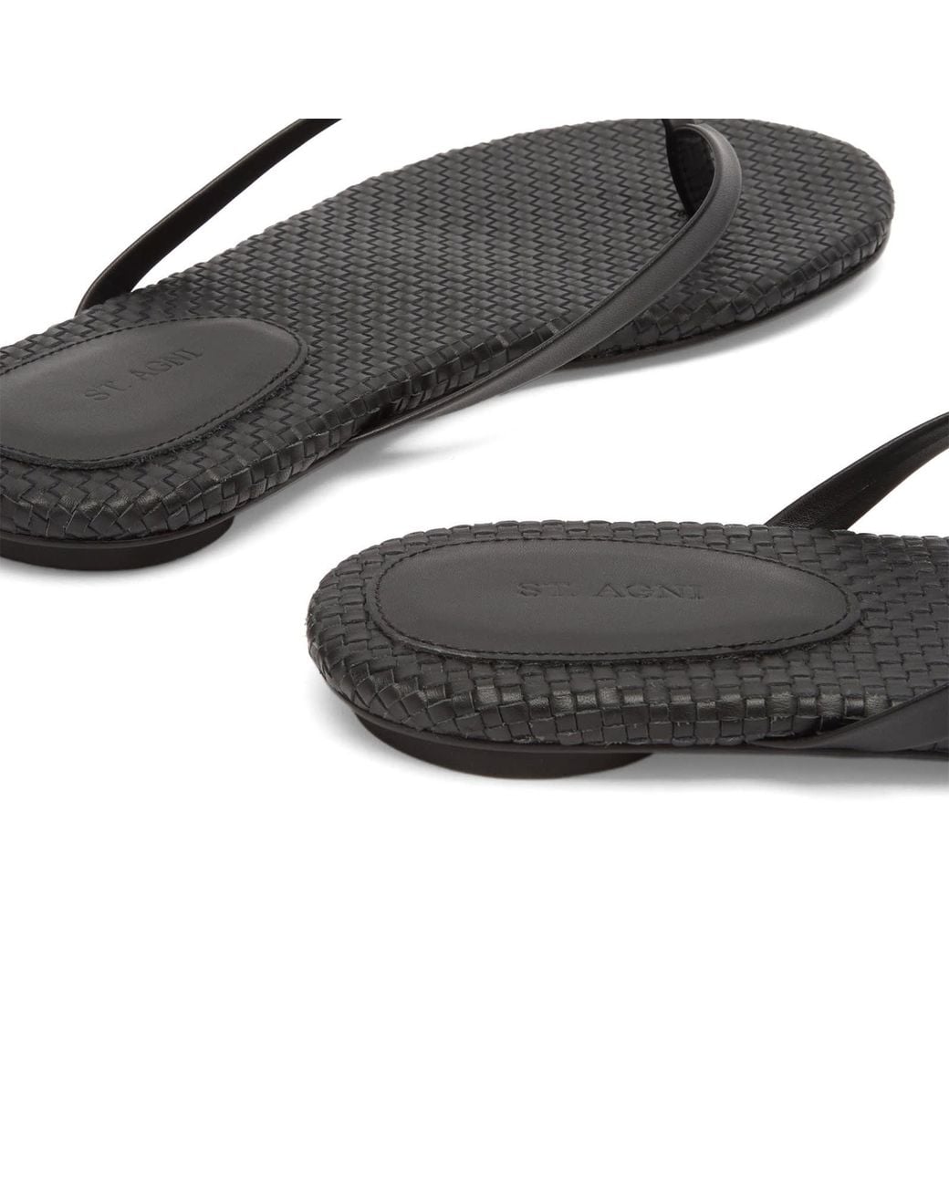 St. Agni Black Woven Flip Flop