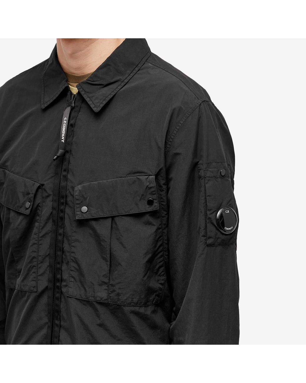 C.P. Company Flatt Nylon Zip Overshirt in Black for Men | Lyst UK