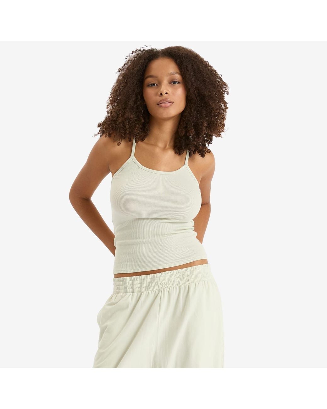 Skims White Cotton Rib Scoop Tank
