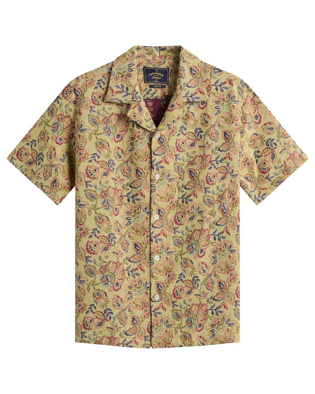 Portuguese Flannel Natural Tapestry Flowers Vacation Shirt for men