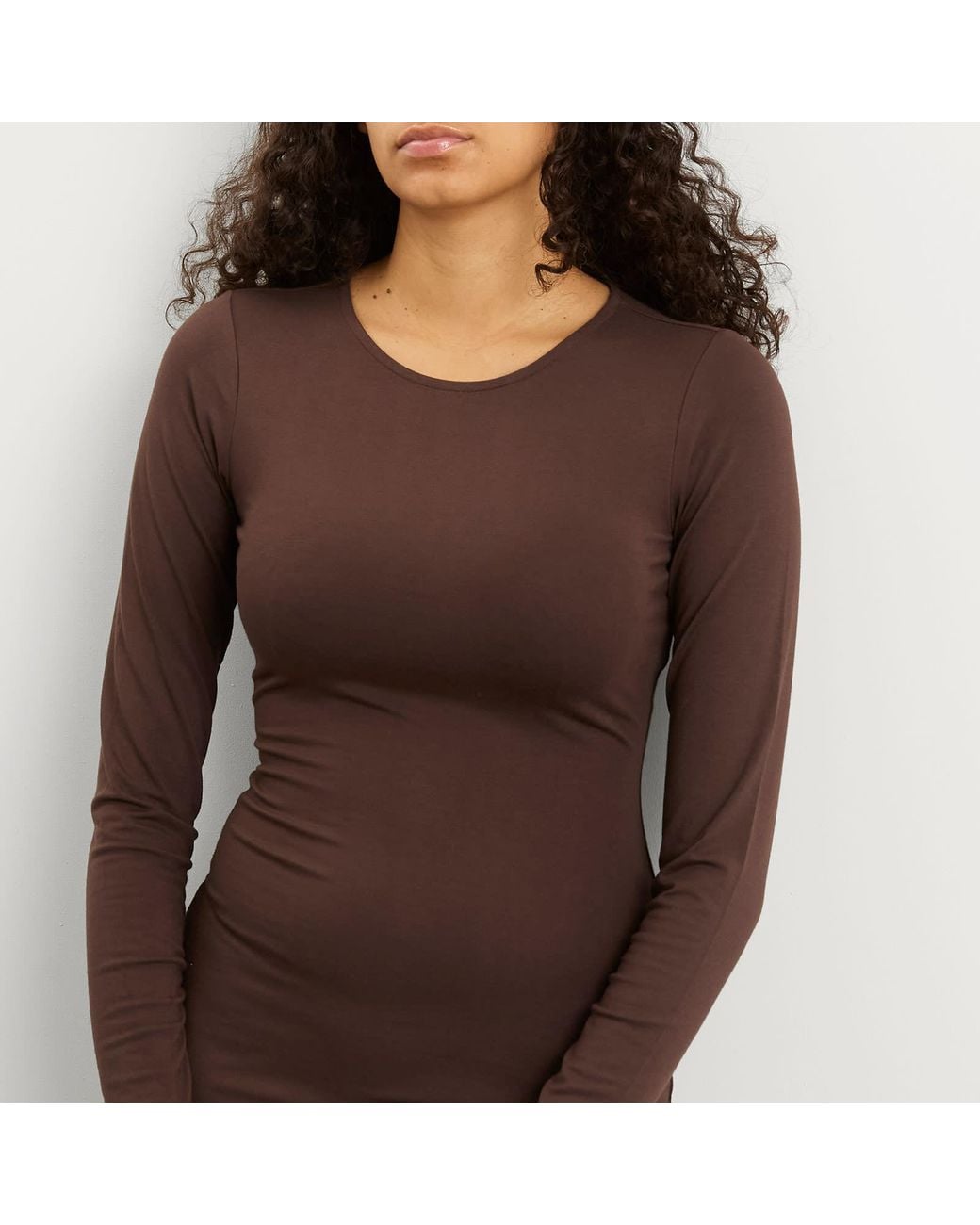 Skims Brown Smooth Layers Crewneck Tunic Mini Dress