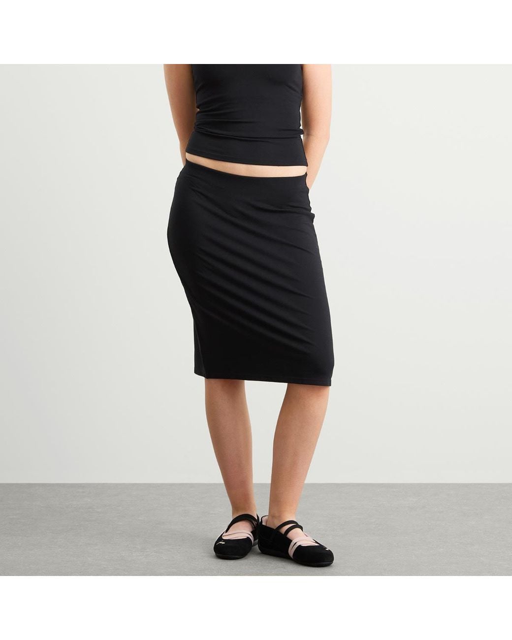 Skims Black Smooth Lounge Midi Skirt