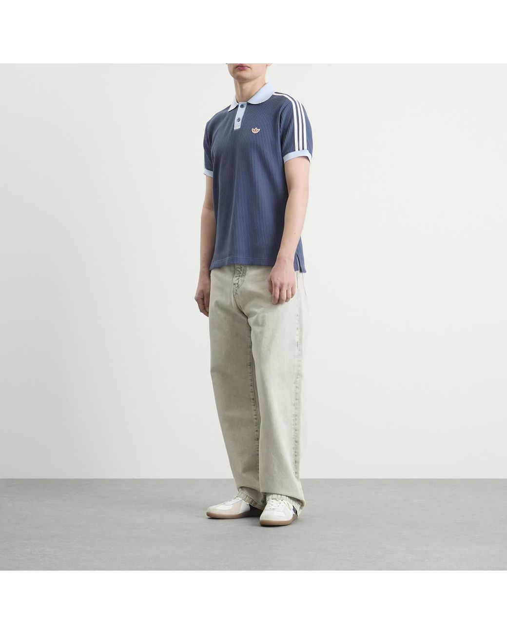 Adidas Blue Waffle Knit Polo for men